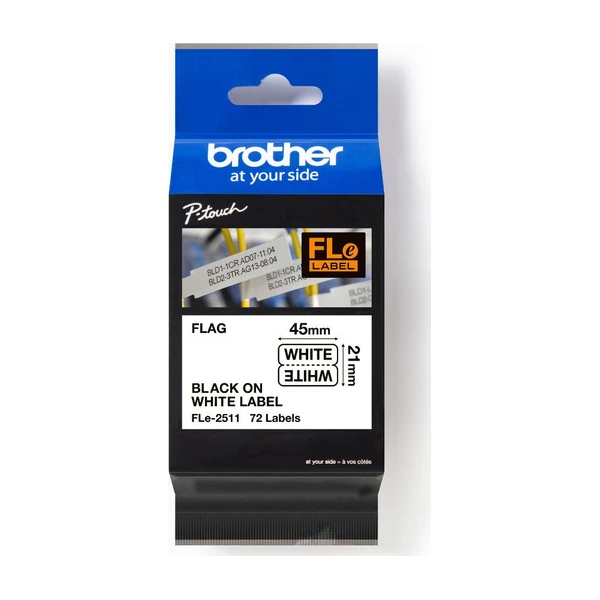 Brother兄弟牌 FLe-2511 定型旗幟標籤帶 白底黑字 45*21mm