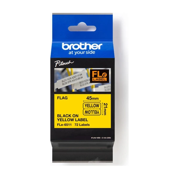Brother兄弟牌 FLe-6511 定型旗幟標籤帶 黃底黑字 45*21mm