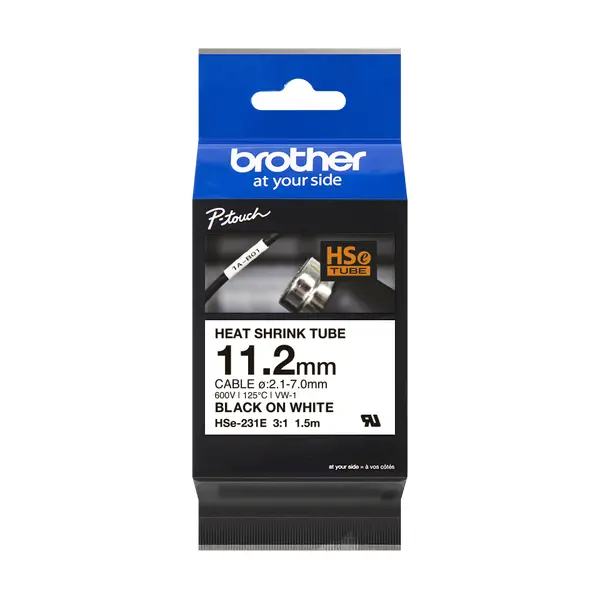 Brother兄弟牌 HSe-231E 熱縮套管標籤帶 白底黑字 11.2mm