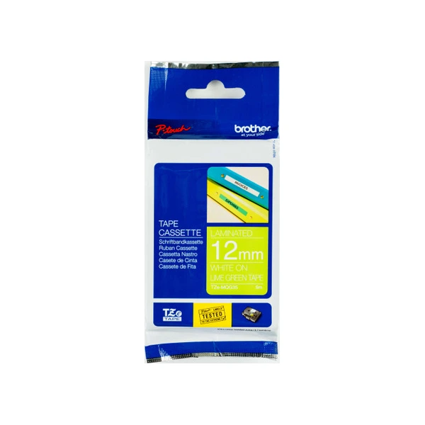 Brother兄弟牌 TZe-MQG35 護貝標籤帶 綠底白字 12mm